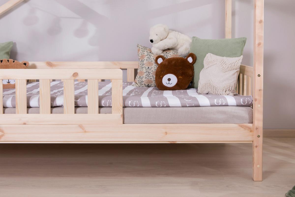 Hausbett Lou Bettschublade Naturfarben B: 120 cm - Naturfarben/Weiß, MODERN, Holz/Textil (120/200cm) - MID.YOU