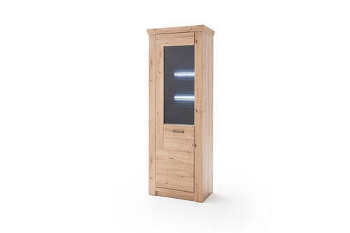Vitrine B: 74 cm Meran Eichefarben - Eichefarben/Anthrazit, Design, Glas/Holz (74/211/45cm) - Livetastic