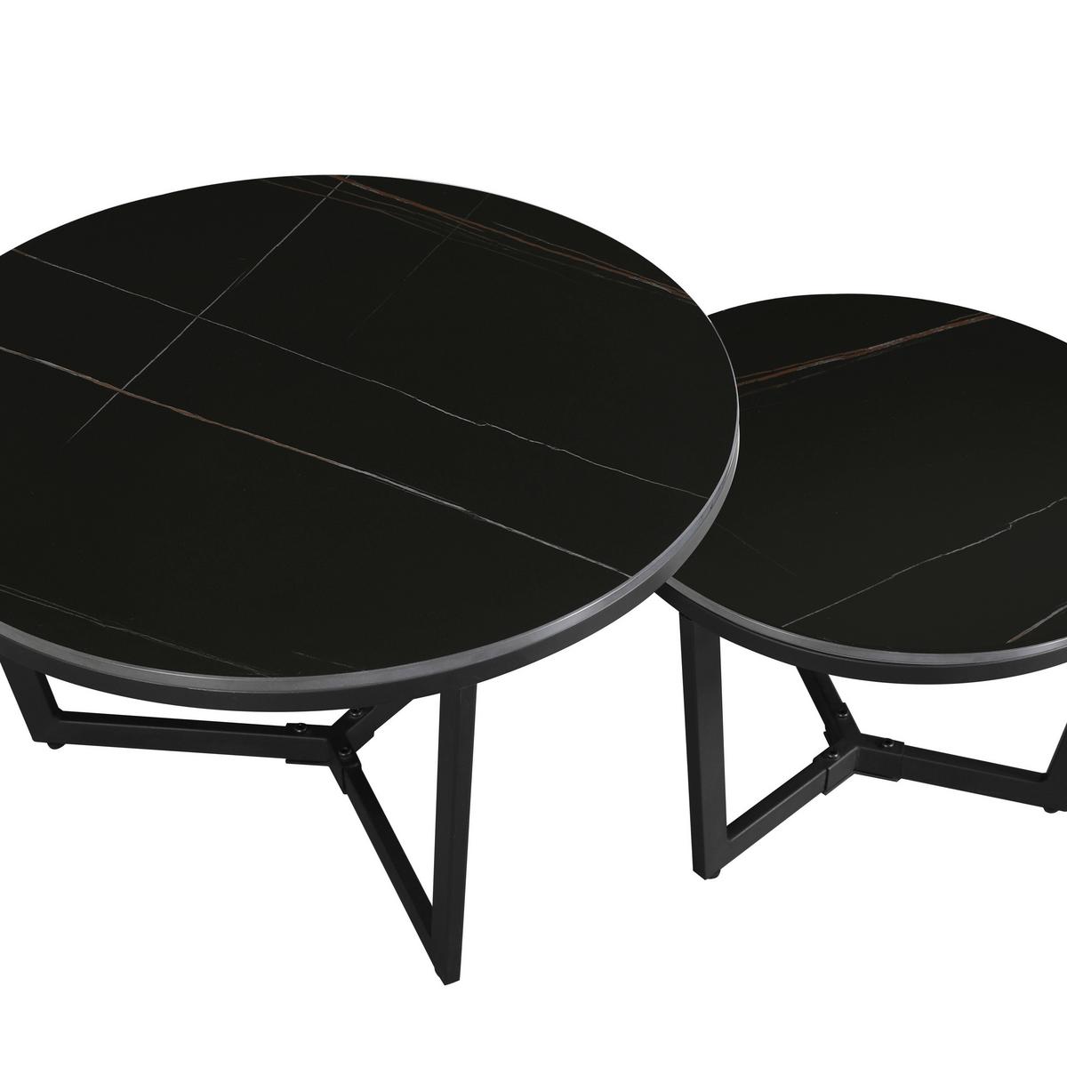 Couchtisch Ivan - Schwarz, KONVENTIONELL, Stein/Metall (68,5/68,5/43cm) - MID.YOU