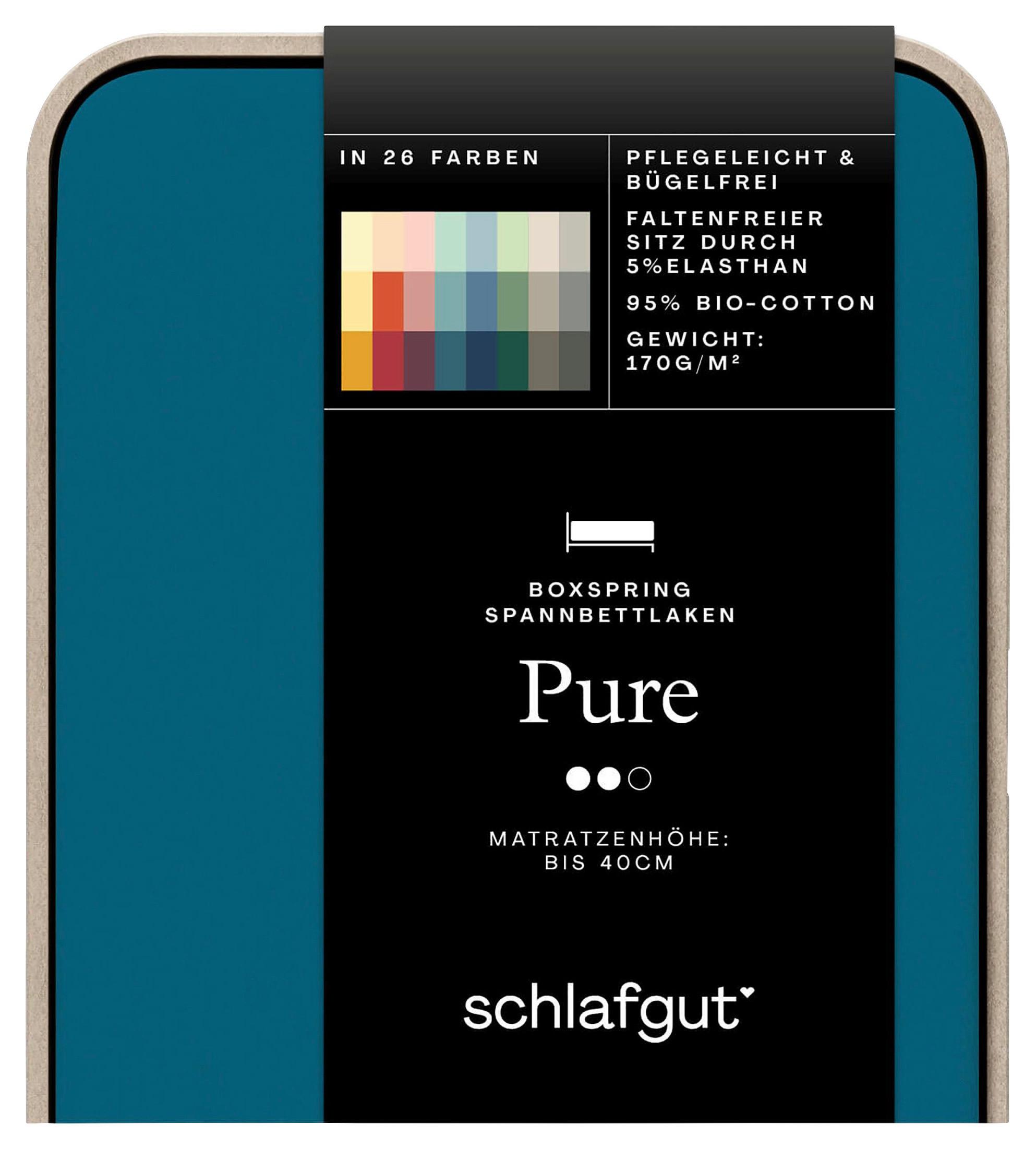 Boxspring-spannleintuch Pure Boxspring - Petrol, Basics, Textil (90-100/190-220cm) - Schlafgut