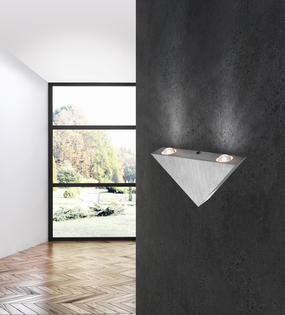 LED-Wandleuchte Gordon 3-Flammig Dreieckige Form - Design, Kunststoff/Metall (16,5/3/9cm) - Globo