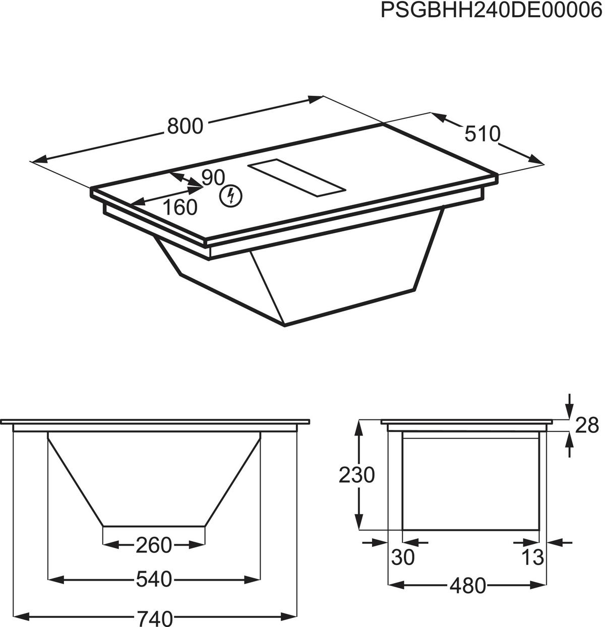 Varná doska s odsávaním DKEX8050IM - čierna, Basics, kov/sklo (80/23/51cm) - Dieter Knoll