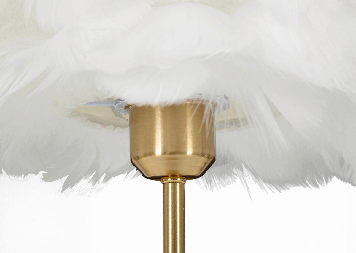 Tischleuchte Ball Feather Weiß, Goldfarben B: 30 cm - Goldfarben/Weiß, Basics, Kunststoff/Metall (30/50/30cm)