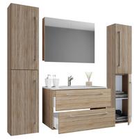 Badezimmer Badinos 5-Teilig Sonoma Eiche B: 146 cm - Weiß/Sonoma Eiche, MODERN, Keramik/Holzwerkstoff (146cm) - MID.YOU
