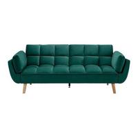 Rozkládací pohovka CORA, zelený samet, max. 360 kg - zelená/přírodní barvy, Moderní, dřevo/textil (214/92/81cm) - Bessagi Home