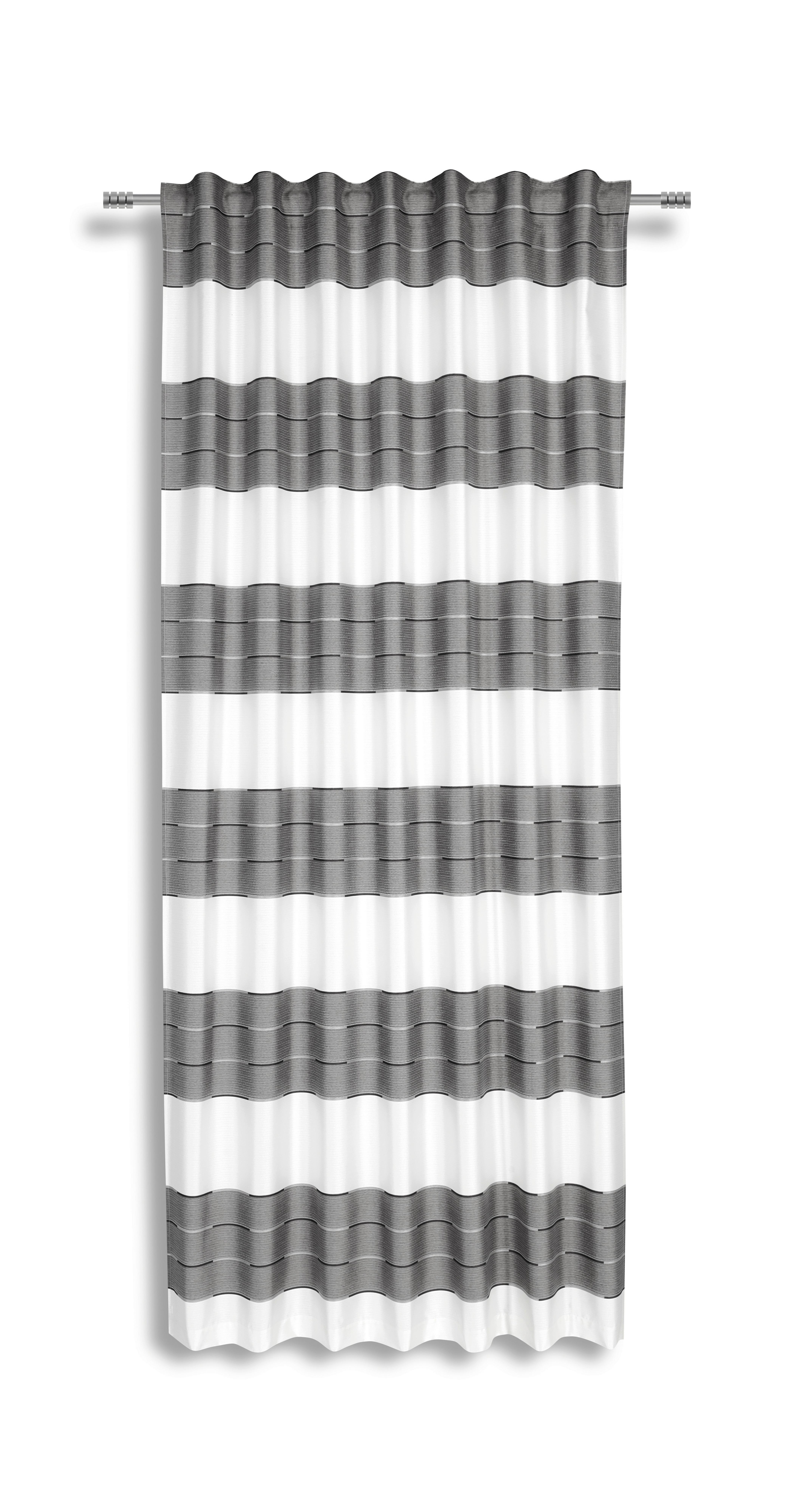 Vorhang mit Schlaufen und Band Nadine 140x245 cm Silber/ Weiß - Silberfarben, KONVENTIONELL, Textil (140/245cm) - Luca Bessoni