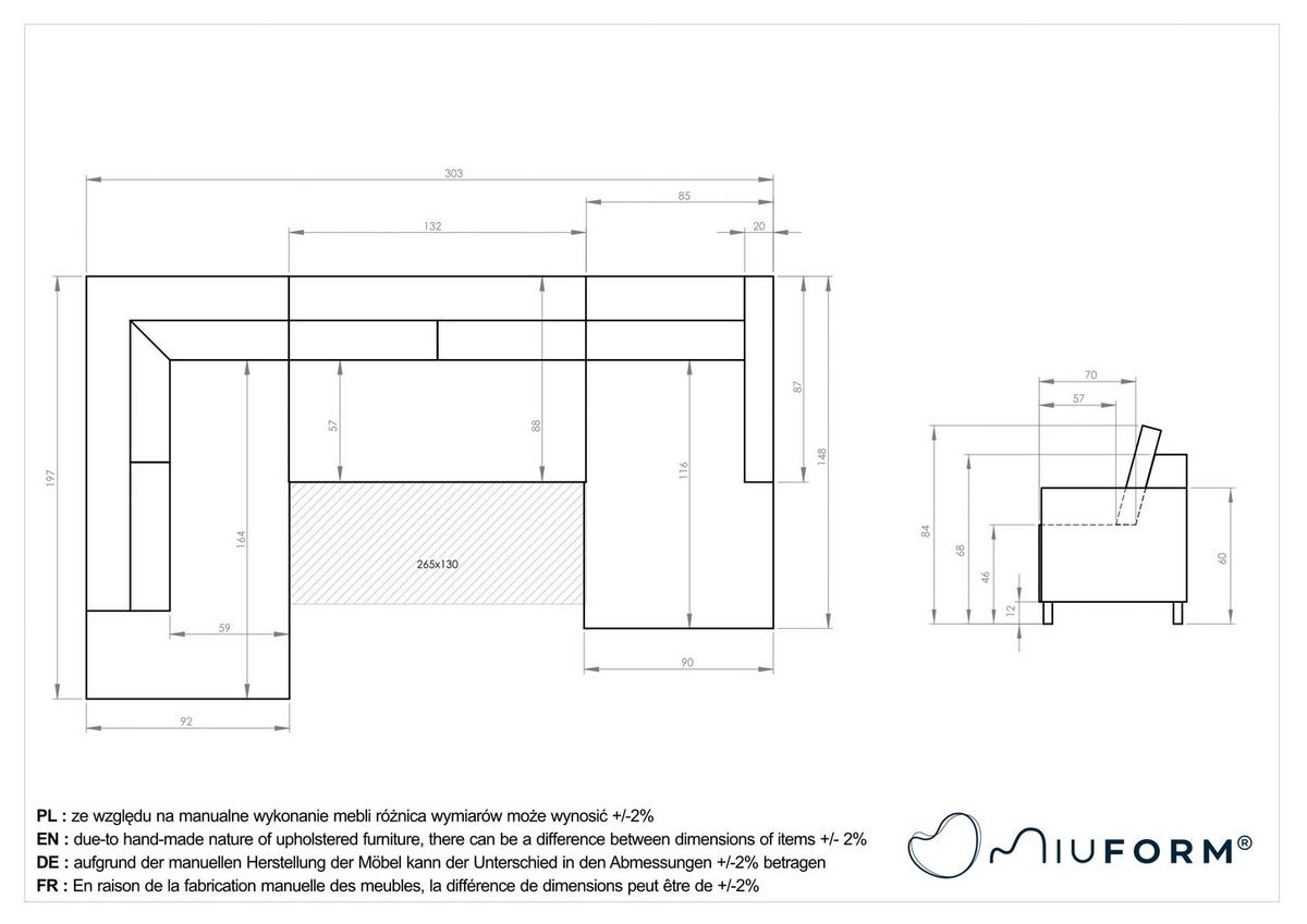 Wohnlandschaft Lofty Lilly Smaragdgrün U: 197x303x148cm - Smaragdgrün/Schwarz, Design, Textil (197/303/148cm) - MID.YOU