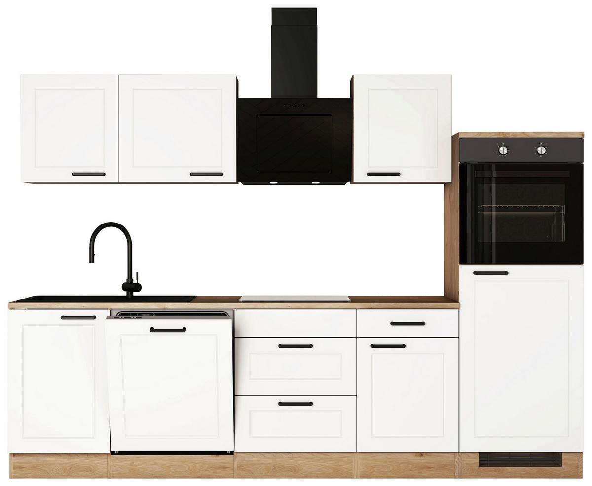 Küchenblock Julia Eiche Dekor/Weiß B: 280 cm - Eichefarben/Weiß, Basics, Holzwerkstoff (280cm) - FlexWell