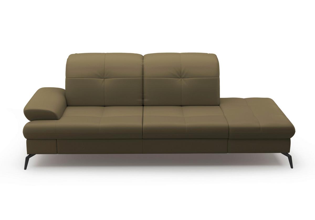 Récamiere Amica E, Olivgrün B: 231 Cm - Schwarz/Olivgrün, KONVENTIONELL, Leder/Textil (231/90/122cm) - Sit & More