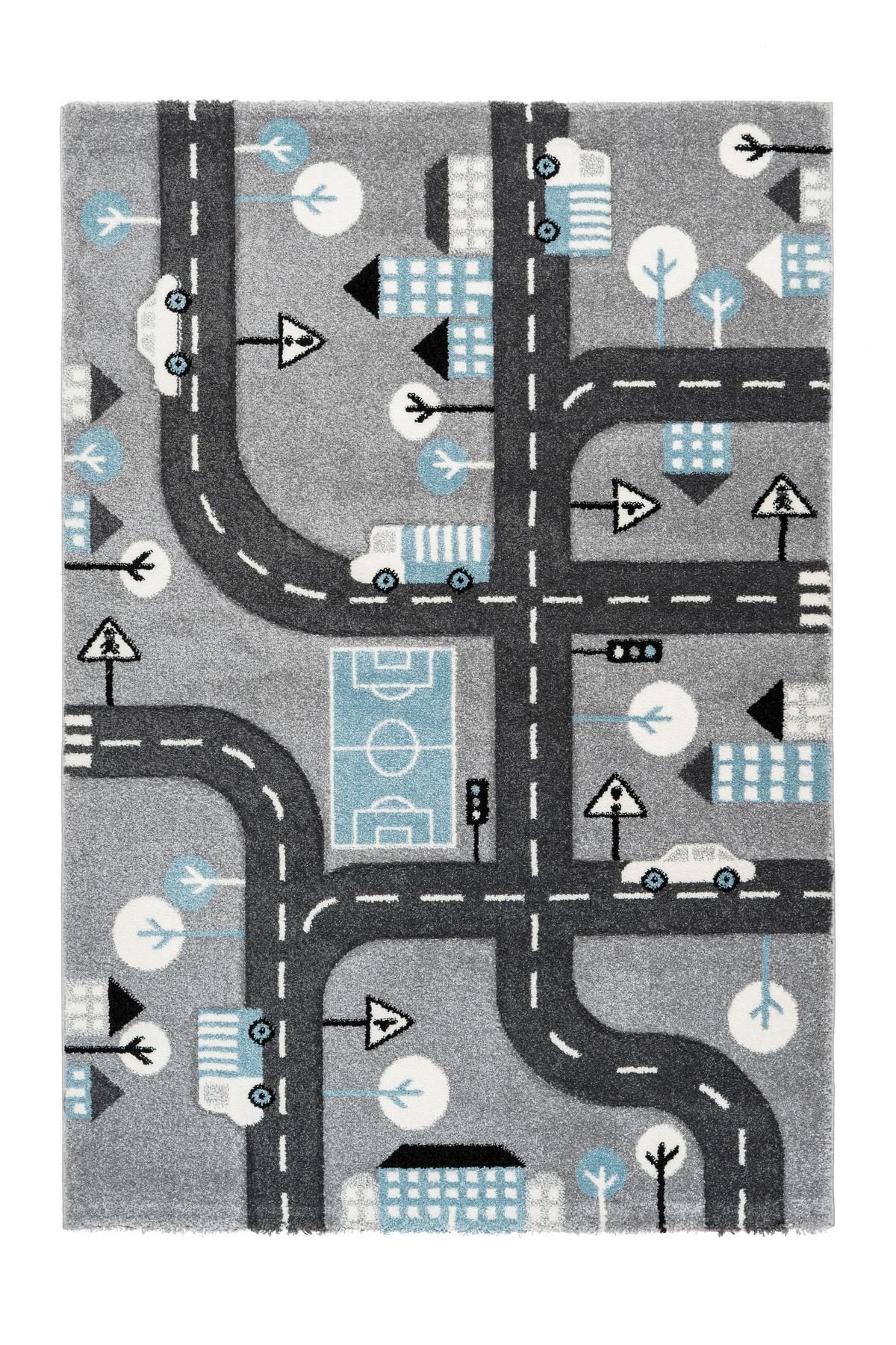 Spielteppich Großstadt Silberfarben Marree 80x150 Cm - Silberfarben, Trend, Kunststoff (80/150cm) - Kayoom