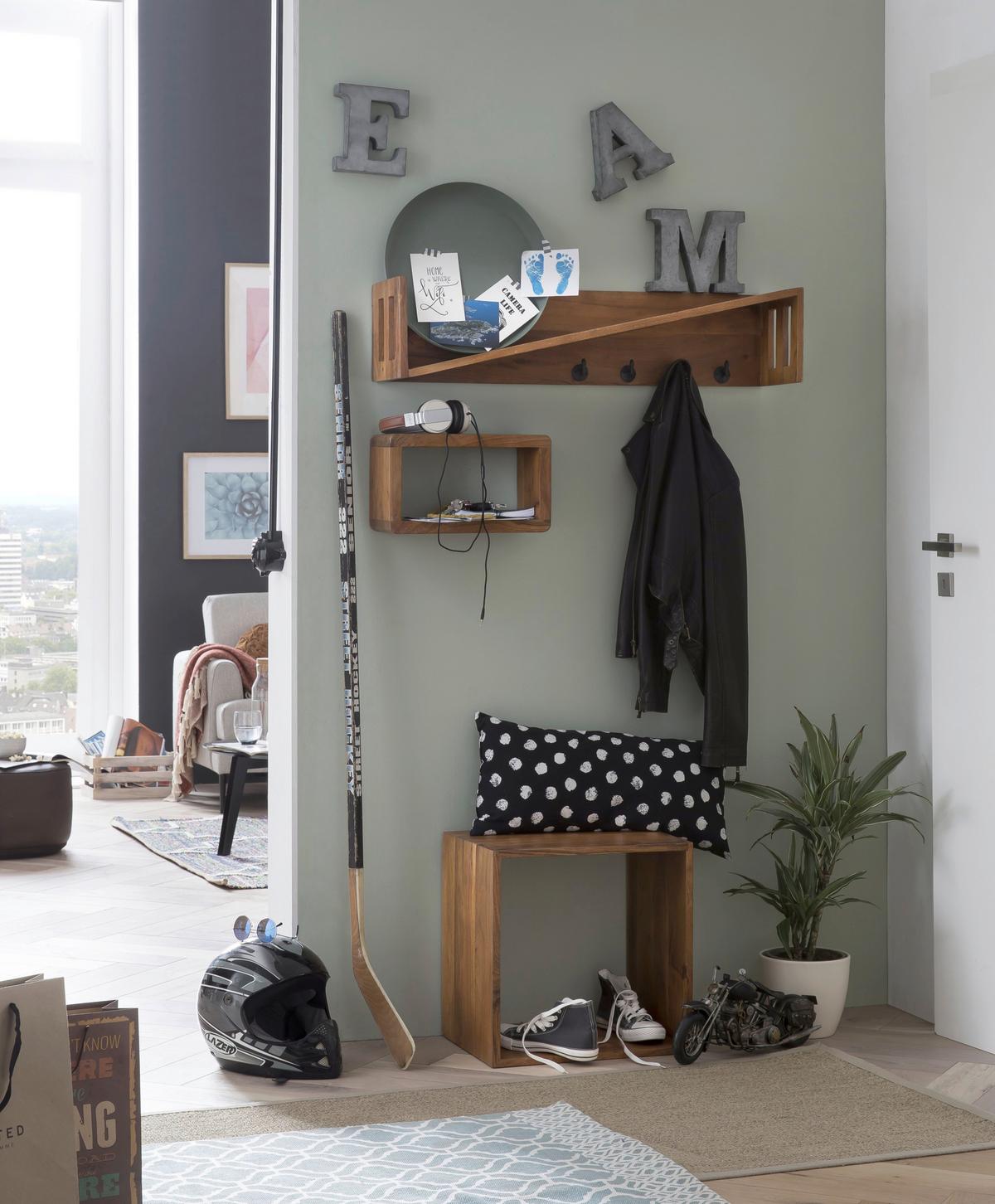Wandregal Mangoholz B: 34cm - Naturfarben, Design, Holz (34/20/15cm) - MID.YOU