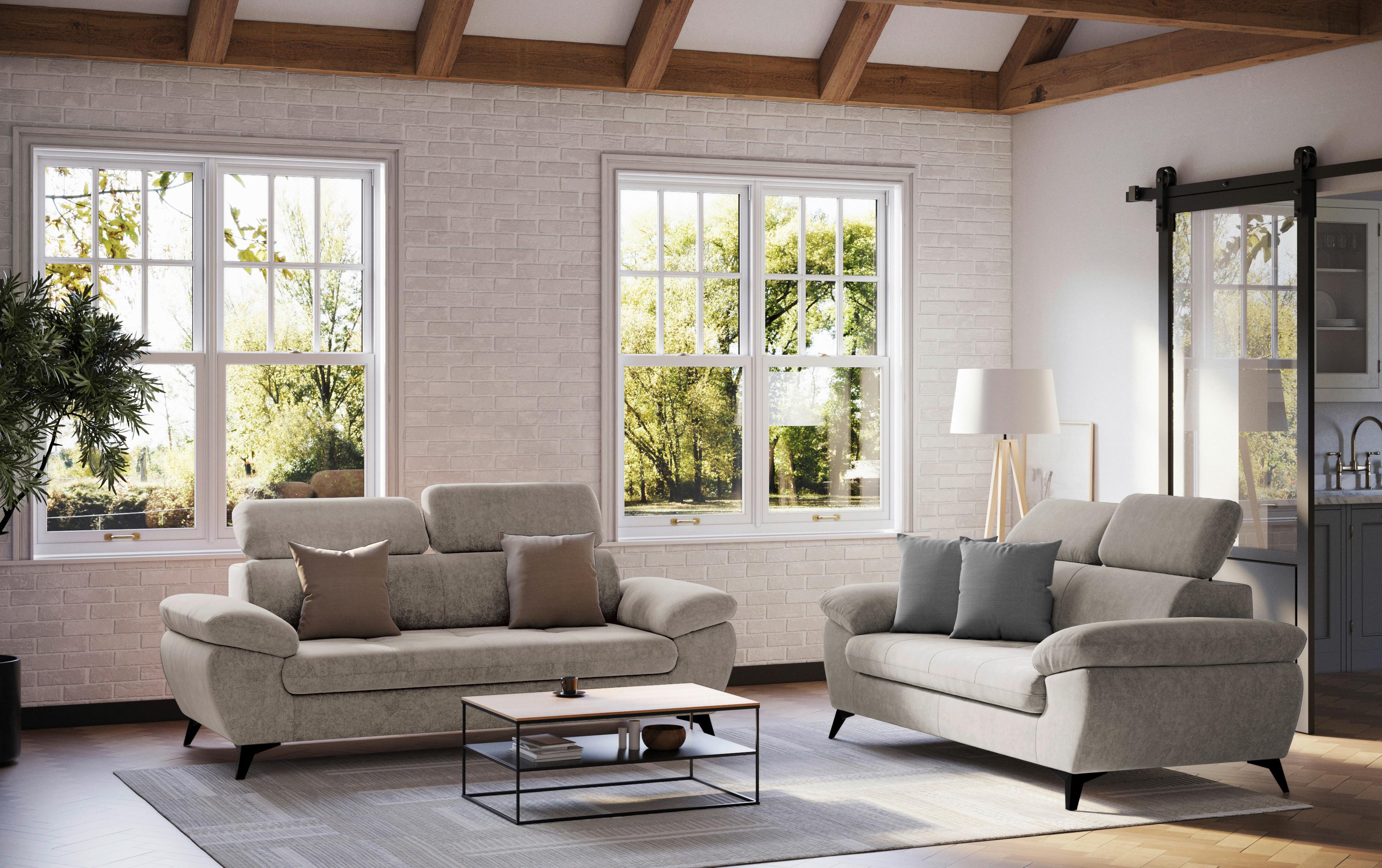 3-Sitzer-Sofa Hudson Schlammfarben, B: 215 cm - Schlammfarben/Schwarz, Textil (215/84/100cm) - MID.YOU
