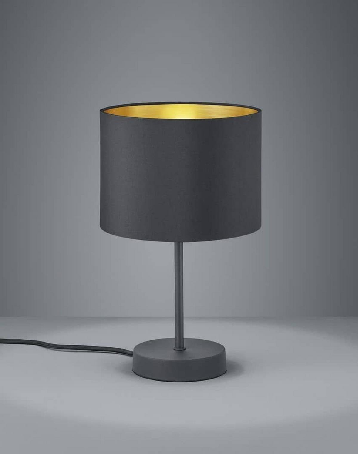 Tischlampe Mattschwarz/ Goldfarben mit Kippschalter - Goldfarben/Schwarz, Basics, Textil/Metall (20/33cm) - Trio Leuchten