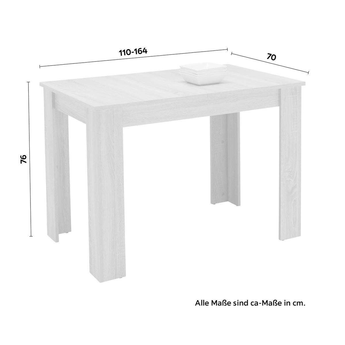 Rozkládací jídelní stůl Bianca,110-137-164x70 cm, dub - barvy dubu, kompozitní dřevo (110-164/70/76cm)