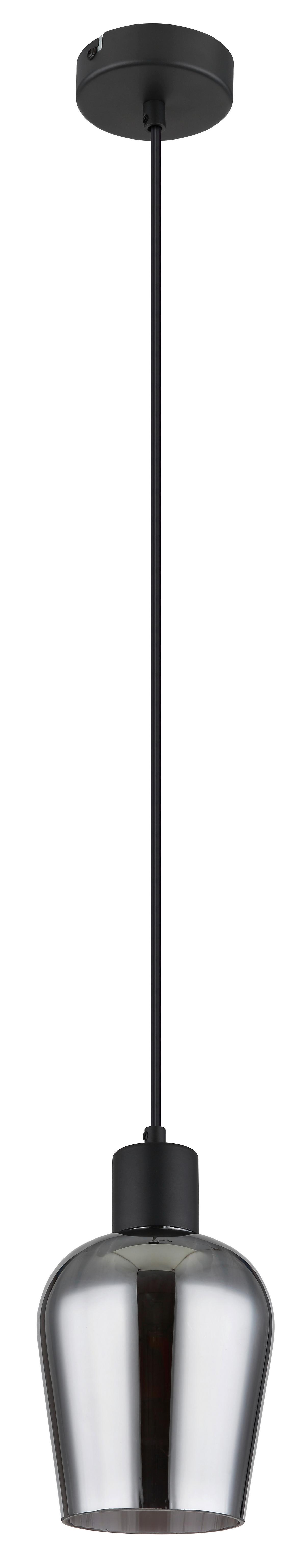 HÄNGELEUCHTE Exkl. 1xE27 40W - Schwarz/Grau, Basics, Glas/Kunststoff (13,5/150cm) - Globo