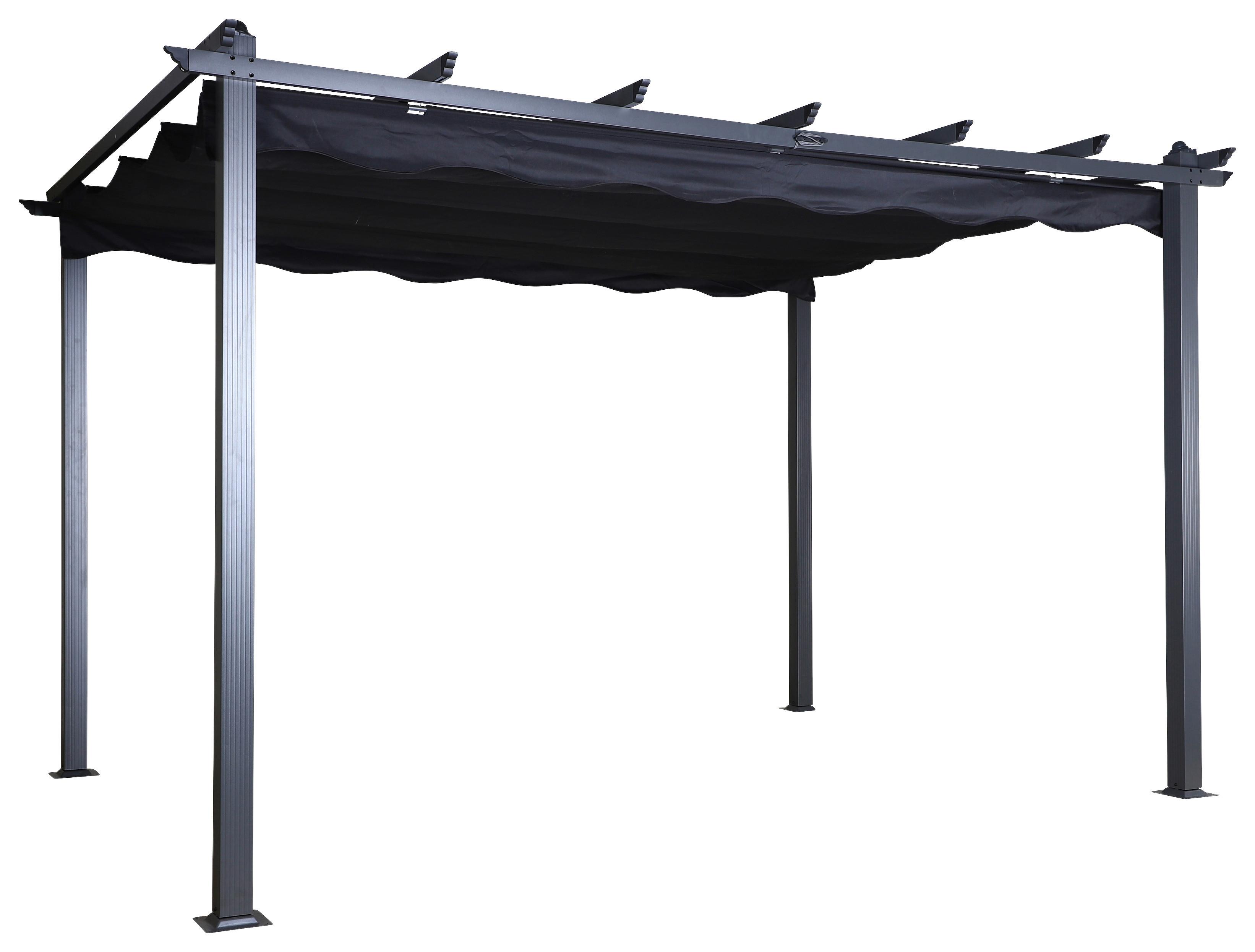 Pergola Lazio - Schwarz, KONVENTIONELL, Textil/Metall (395/245/295cm) - Gardenson