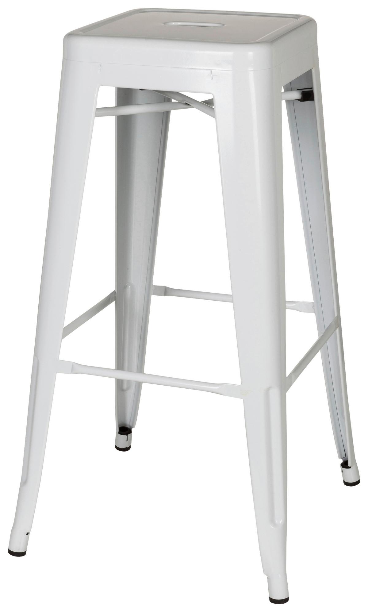 Barhocker Vantaggio High Stapelbar Weiß Bis 150 Kg - Weiß, Basics, Metall (44/77/44cm) - MID.YOU