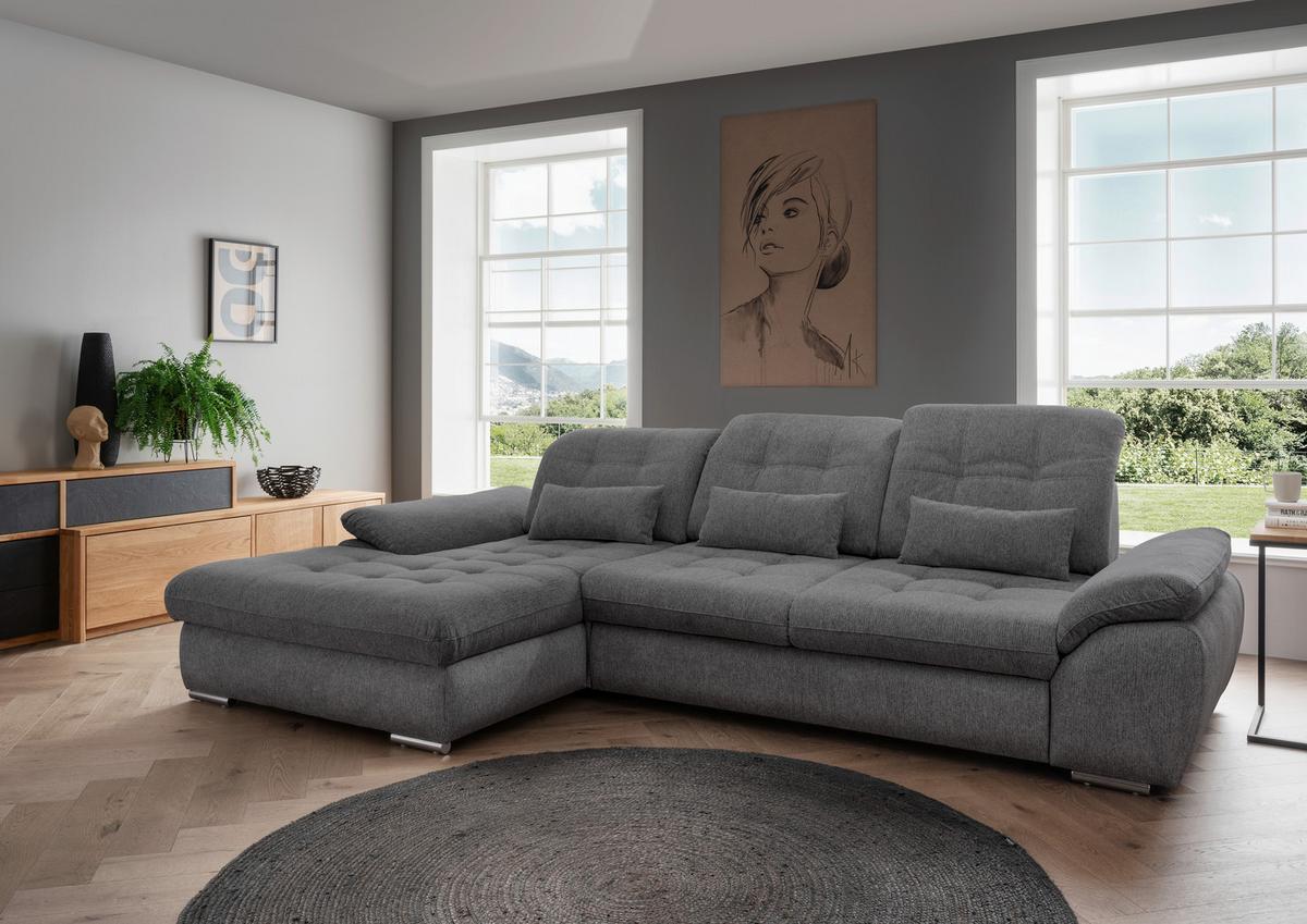 Ecksofa Mit Bettkasten Rigatti Anthrazit S: 184x314cm - Chromfarben/Anthrazit, MODERN, Textil (184/314cm) - Livetastic