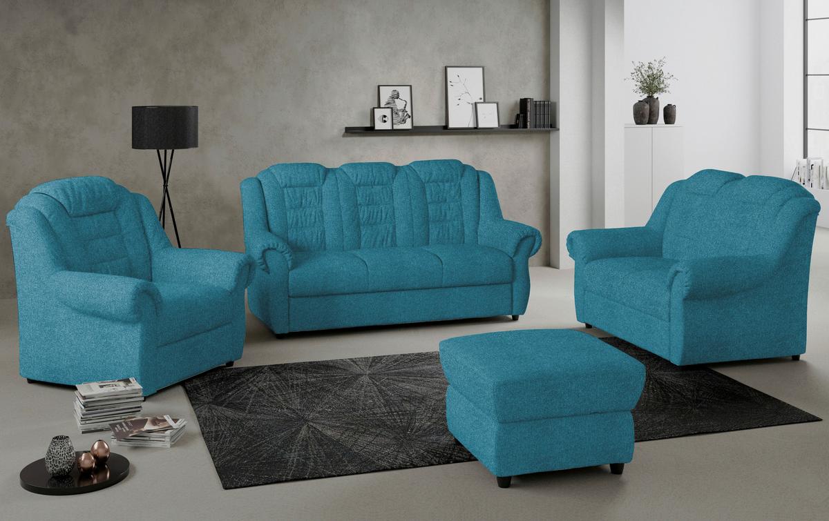 Polstersessel Boston Blau Chenille - Blau/Schwarz, KONVENTIONELL, Textil (104/102/101cm) - Livetastic