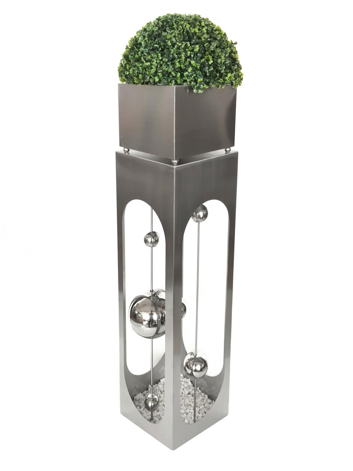 Blumensäule Edelstahl Silberfarben Patio - Silberfarben, Basics, Metall (26/110/26,5cm)