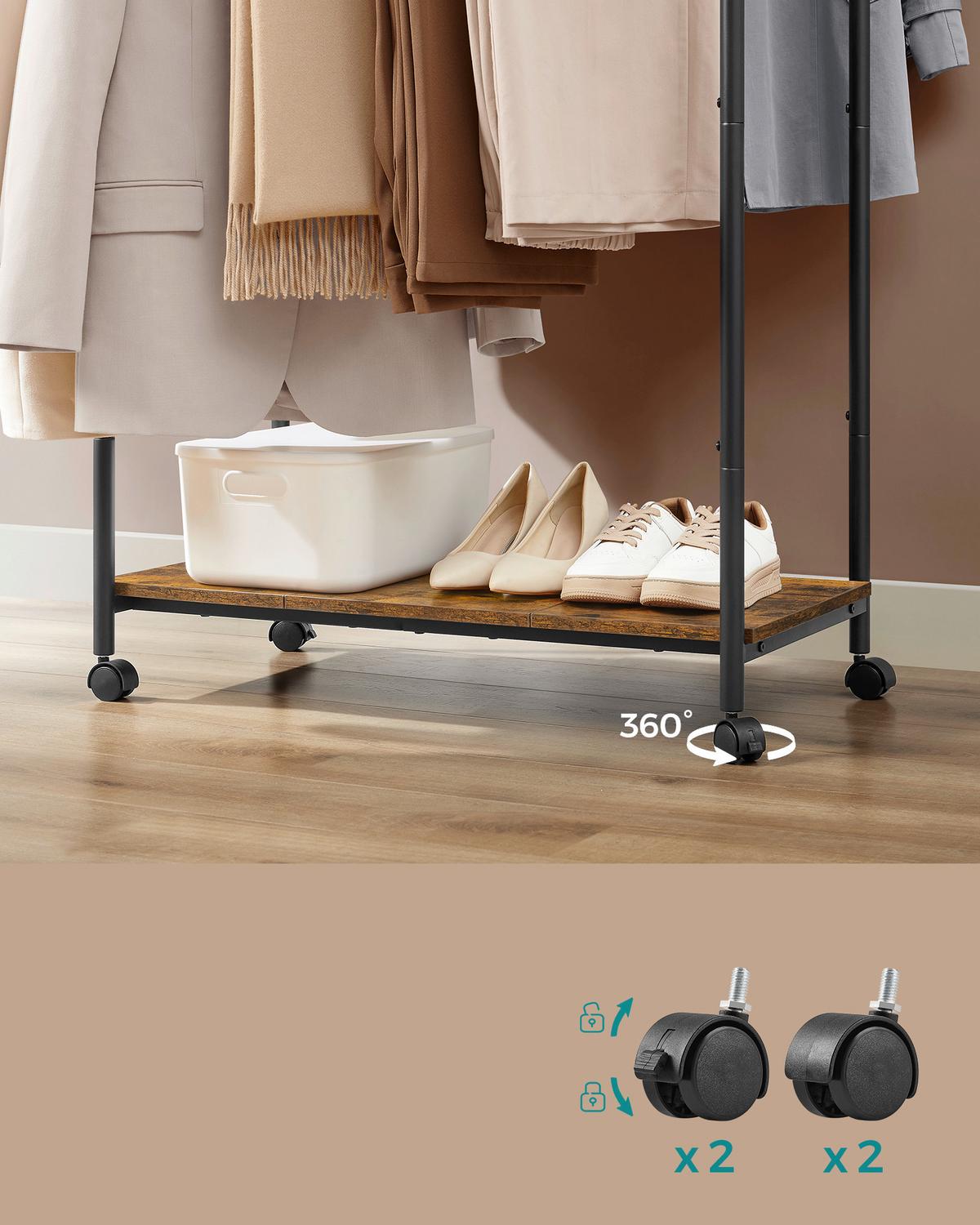 Kleiderwagen Braun/schwarz B: 98,5 Cm - Schwarz/Braun, Basics, Holzwerkstoff/Kunststoff (98,5/156,8/39,6cm)