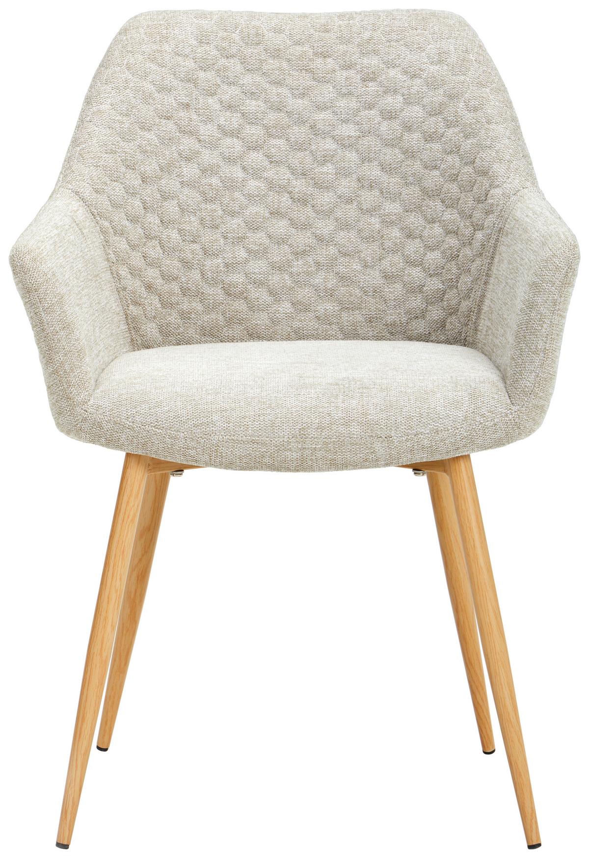 Armlehnstuhl Lara Eichenfarben/beige Gepolstert - Eichefarben/Beige, KONVENTIONELL, Holz/Textil (56,5/80/58cm) - Livetastic