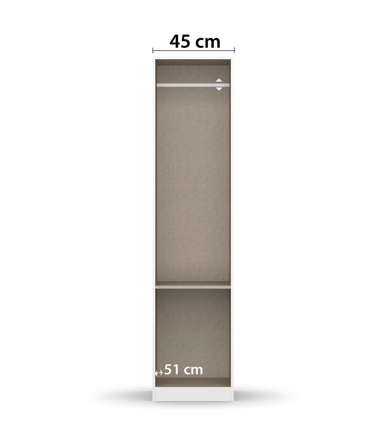 Drehtürenschrank 47 cm Berlin Weiß/Grau - Weiß/Grau, MODERN, Holzwerkstoff (47/197/54cm) - Rauch Möbel
