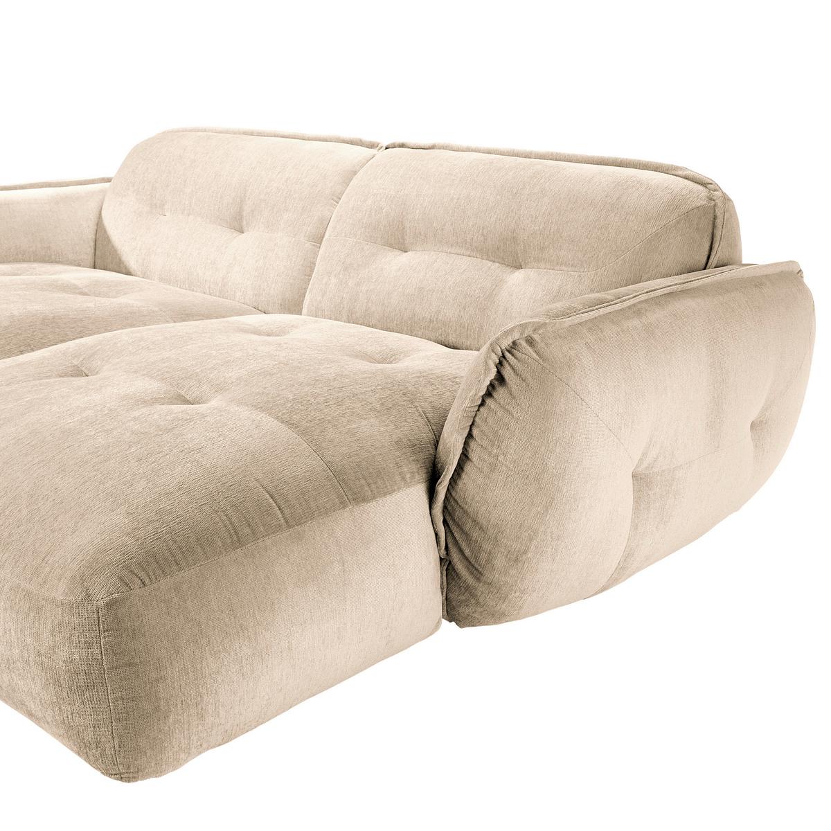 Bigsofa Fluffy, Creme B: 285 Cm - Creme/Schwarz, MODERN, Textil (285/87/184cm) - Trendmanufaktur