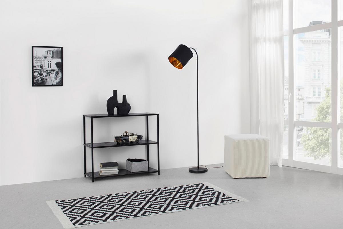 Regal Bastian černá - černá, Moderní, kov/kompozitní dřevo (77/68/30cm) - Based