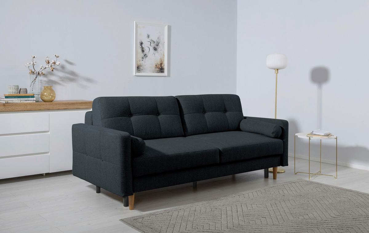 Schlafsofa Noret, Dunkelblau B: 222 Cm - Buchefarben/Dunkelblau, Design, Textil (222/93/99cm) - MID.YOU