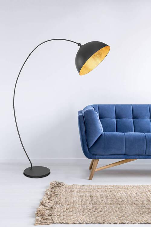 Bogenleuchte 58486 - Goldfarben/Schwarz, Design, Metall (115/45/182cm) - Globo
