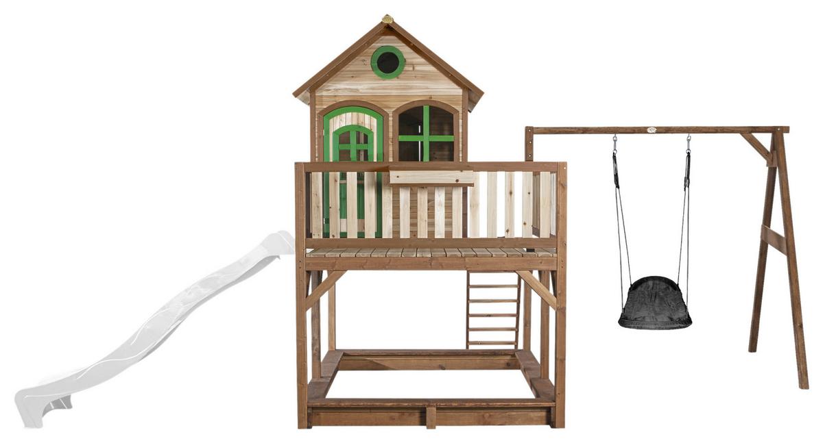 Spielturm A030.158.90 - Weiß/Braun, KONVENTIONELL, Holz (613/291/277cm) - Ambia Garden