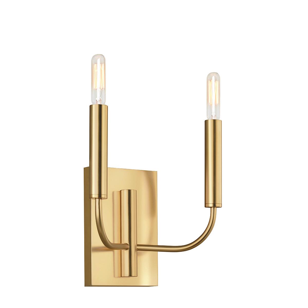 Wandleuchte Brianna 2-Flammig Stahl Messingfarben - Messingfarben, Design, Metall (28.9/16,5/35,9cm) - Elstead Lighting