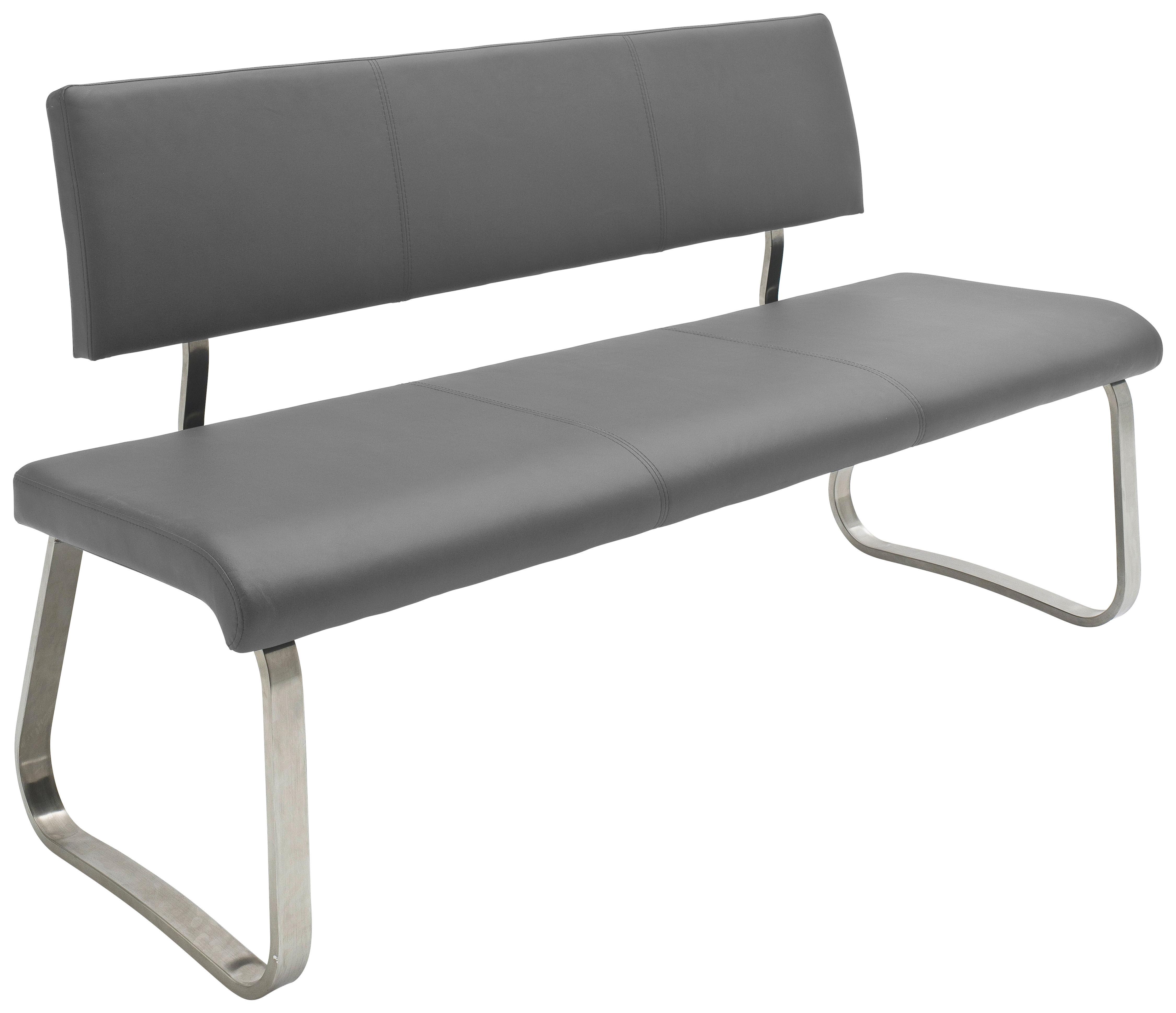 Sitzbank mit Lehne Grau Arco 175x86x59 cm - Edelstahlfarben/Grau, Design, Kunststoff/Metall (175/86/59cm) - Livetastic