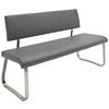 Sitzbank mit Lehne Grau Echtleder Arco B: 155 cm - Edelstahlfarben/Grau, Design, Leder/Metall (155/86/59cm) - Livetastic