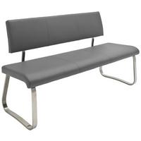 Sitzbank mit Lehne Grau Arco 175x86x59 cm - Edelstahlfarben/Grau, Design, Kunststoff/Metall (175/86/59cm) - Livetastic
