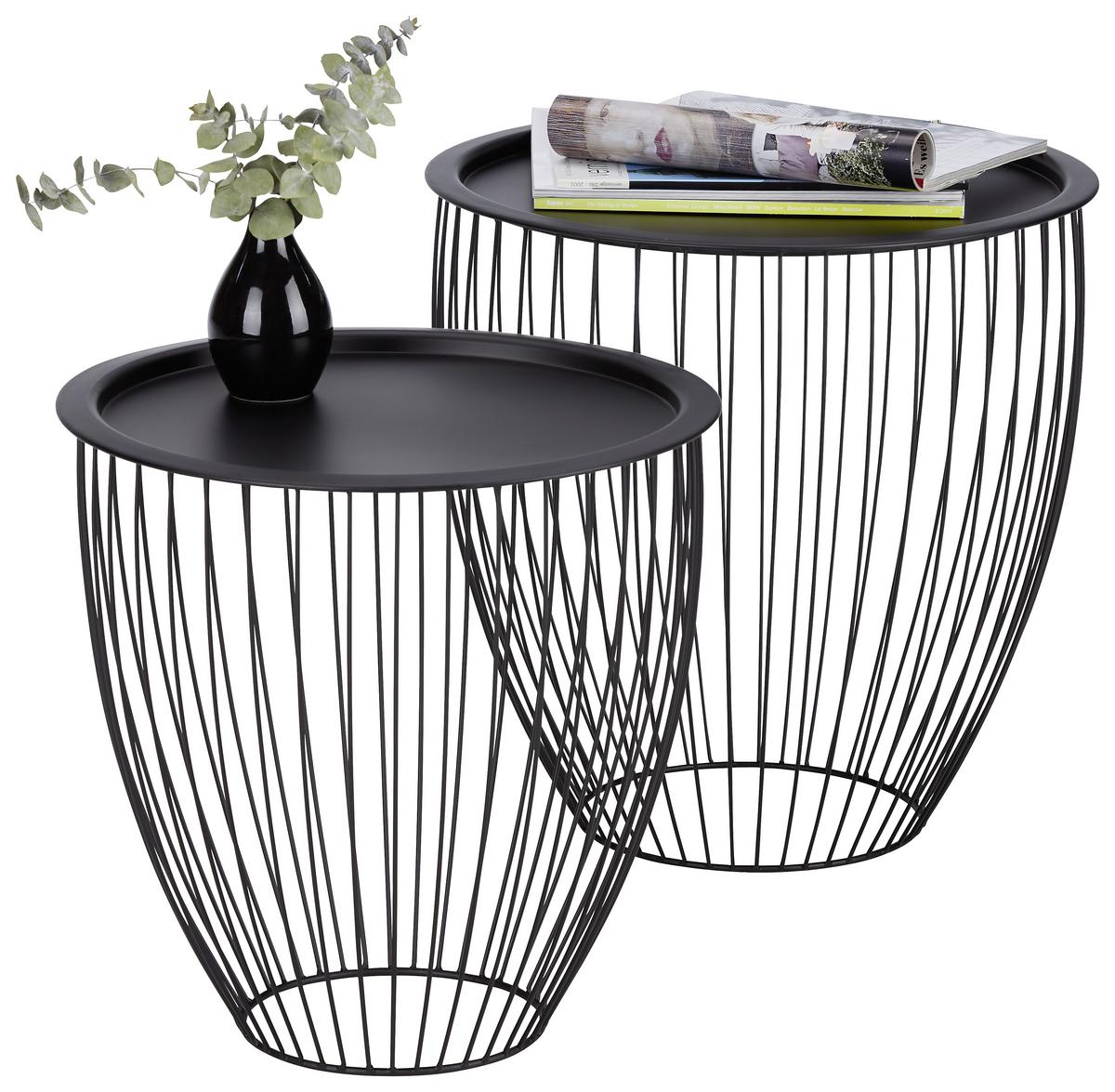 SADA STOLKŮ NELE -TREND- - černá, Moderní, kov (47,5-41,5/47,5-42cm) - Mömax