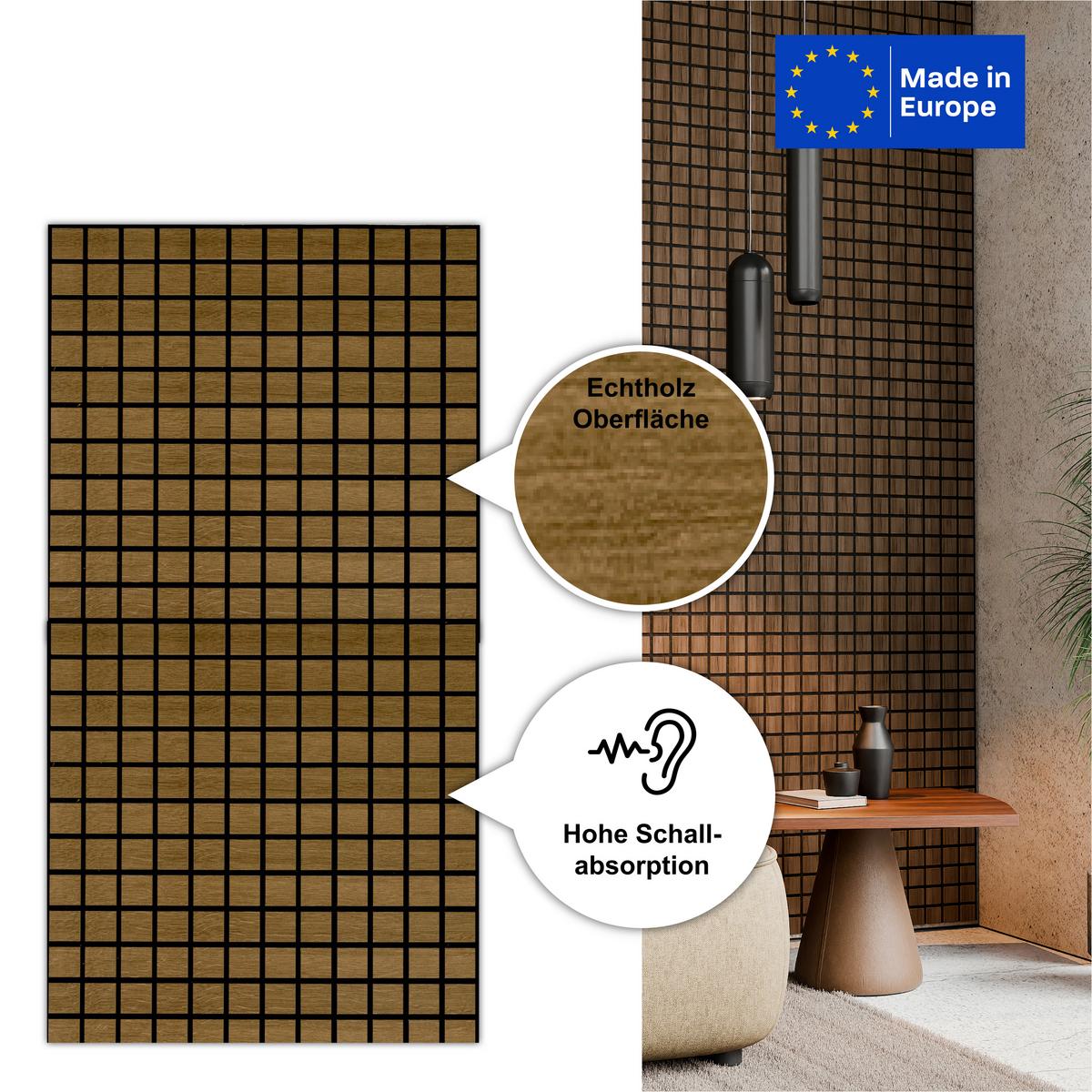 Akustikpaneel Blockbuster Eiche Rustikal - Eichefarben/Dunkelbraun, Basics, Holz/Holzwerkstoff (61/61/0.08cm) - Novel