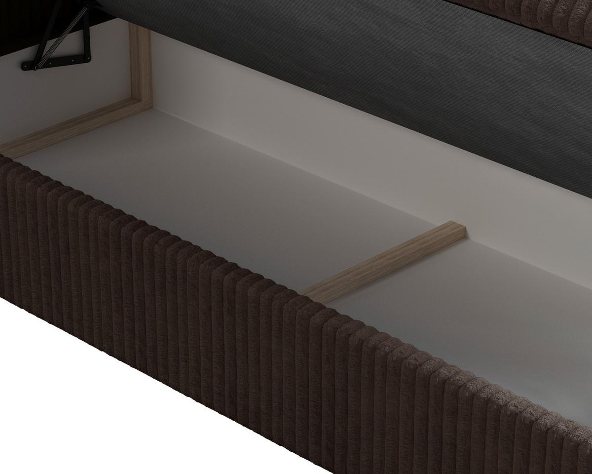 Boxbett Barcelona mit Topper 140x200 - Schwarz/Braun, MODERN, Holz/Kunststoff (140/200cm) - Livetastic