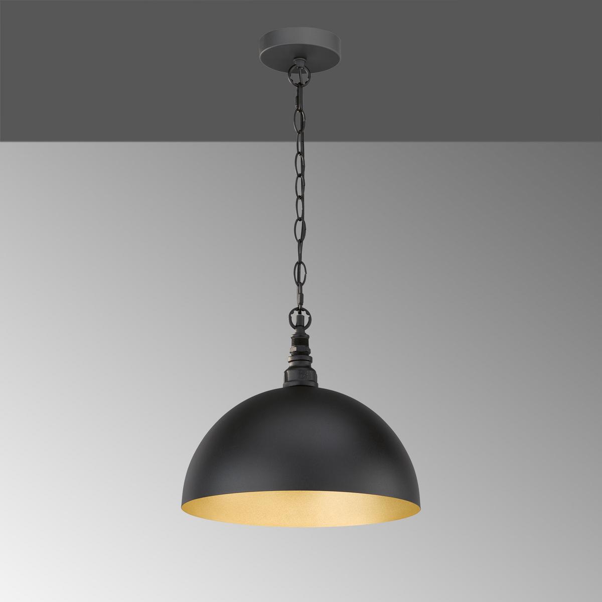 Hängeleuchte Leitung H:140 cm 1-Flammig, Schwarz Metall - Schwarz, LIFESTYLE, Metall (35/140cm) - Fischer & Honsel
