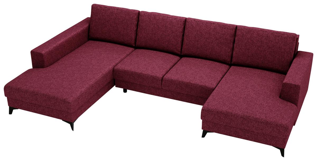 Wohnlandschaft Harvey Mit Schlaffunktion Rot - Rot/Schwarz, Design, Textil (190/339/156cm) - Livetastic