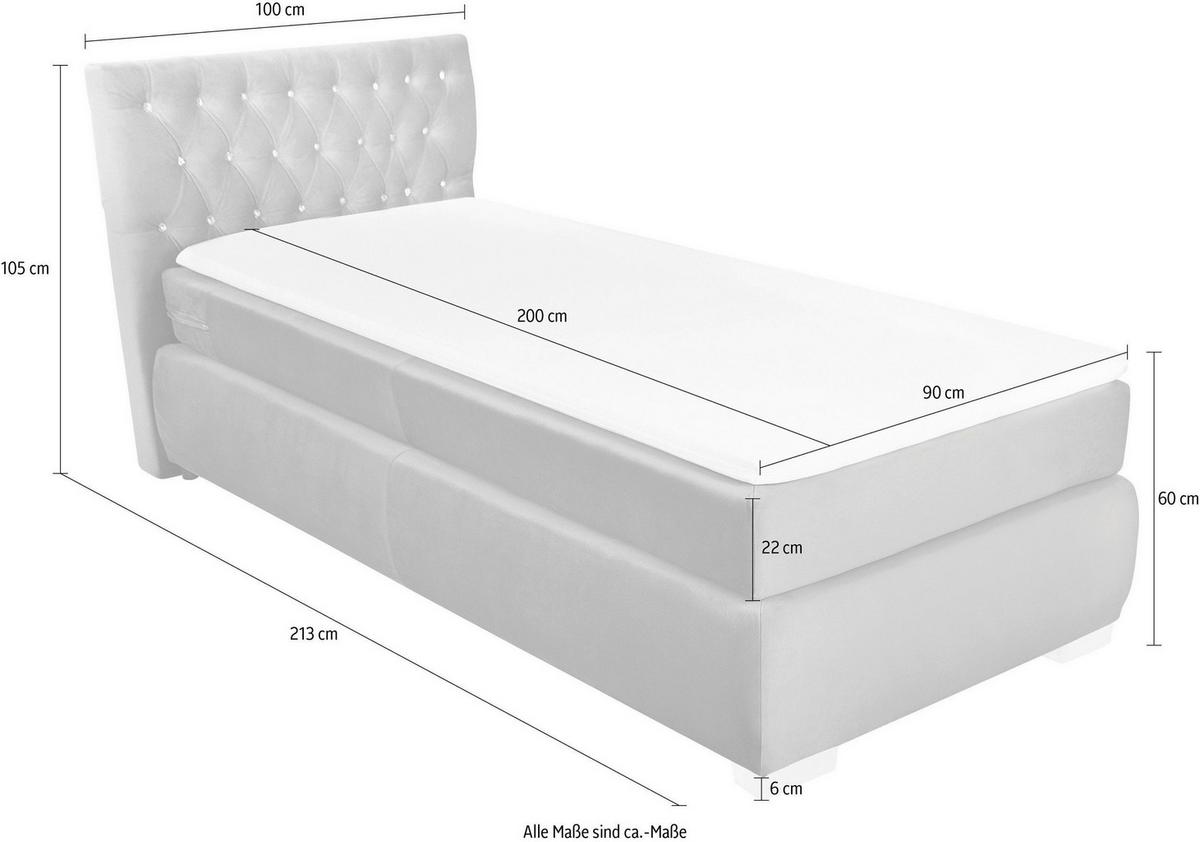 Boxspringbett Rumba inkl. Matratze 90x200 - Platinfarben/Gelb, Basics, Textil (90/200cm) - Livetastic