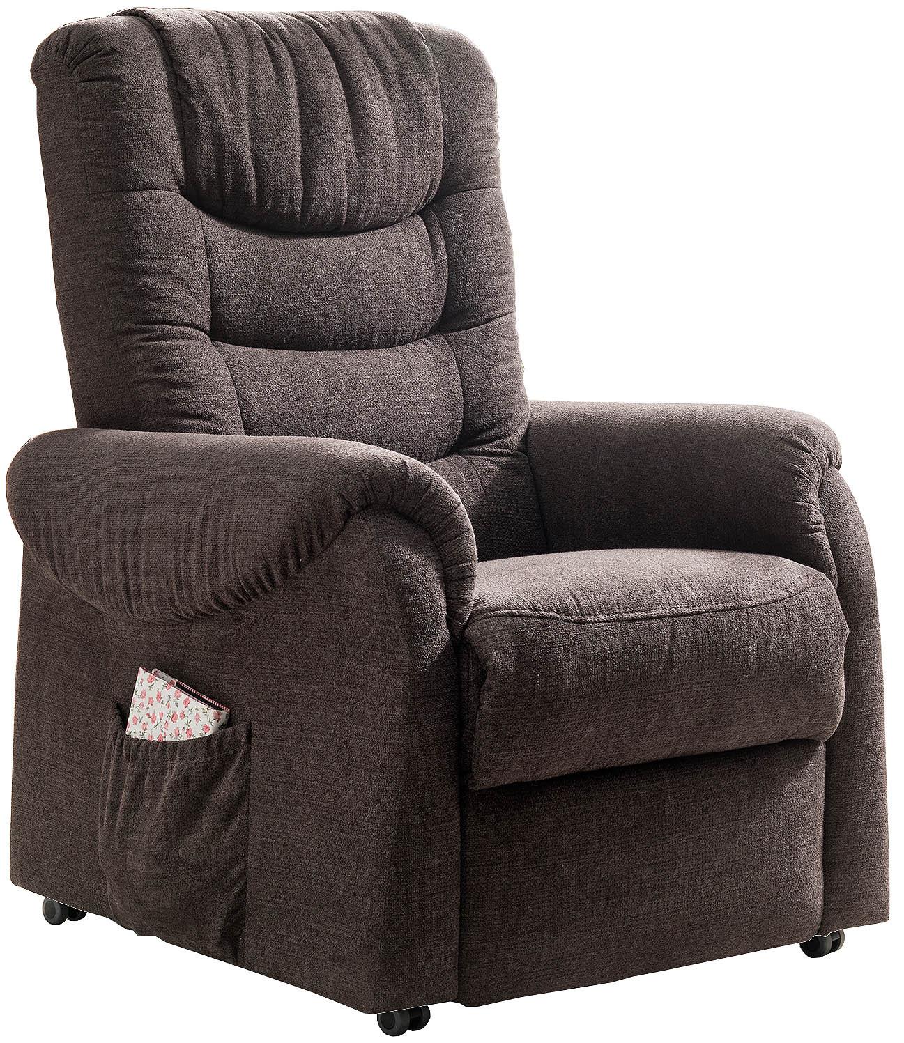 Fernsehsessel Nino Dunkelbraun B: 76 cm - Dunkelgrün/Dunkelbraun, Design, Holz/Textil (76/106/94cm) - Livetastic