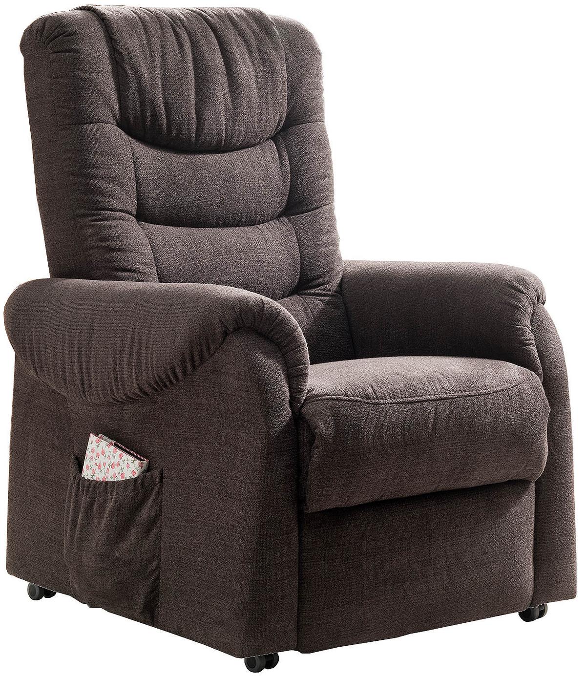 Fernsehsessel Nino Dunkelbraun B: 76 cm - Dunkelgrün/Dunkelbraun, Design, Holz/Textil (76/106/94cm) - Livetastic