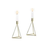 Kerzenständer-Set Eisen für Stabkerzen 2-teilig - Goldfarben, Basics, Metall (9,5/16,5cm) - Echtwerk