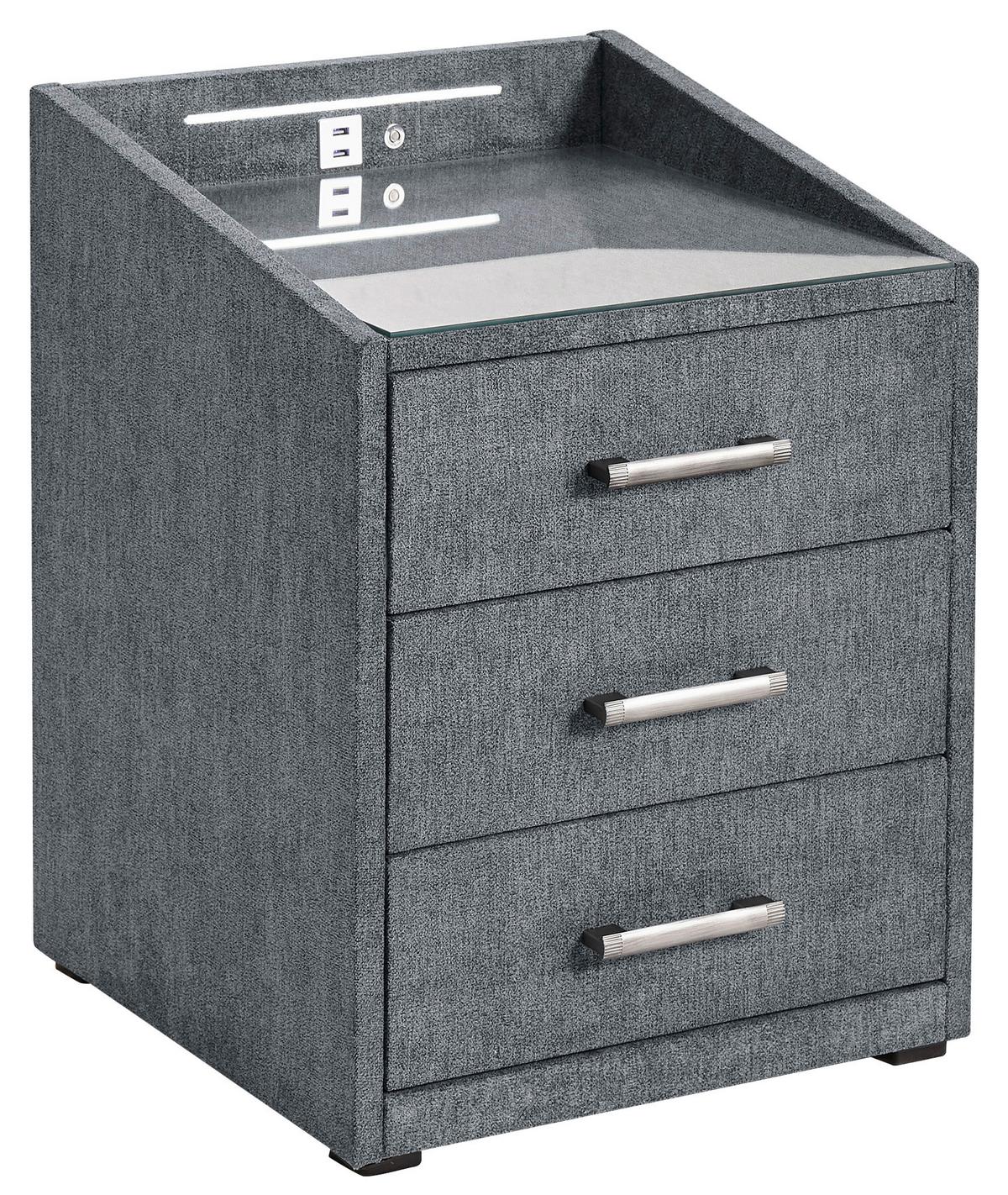 Nachtkästchen Anthrazit Textil H: 61 cm Moon - Anthrazit, Basics, Holzwerkstoff/Textil (47/61/46cm) - MID.YOU