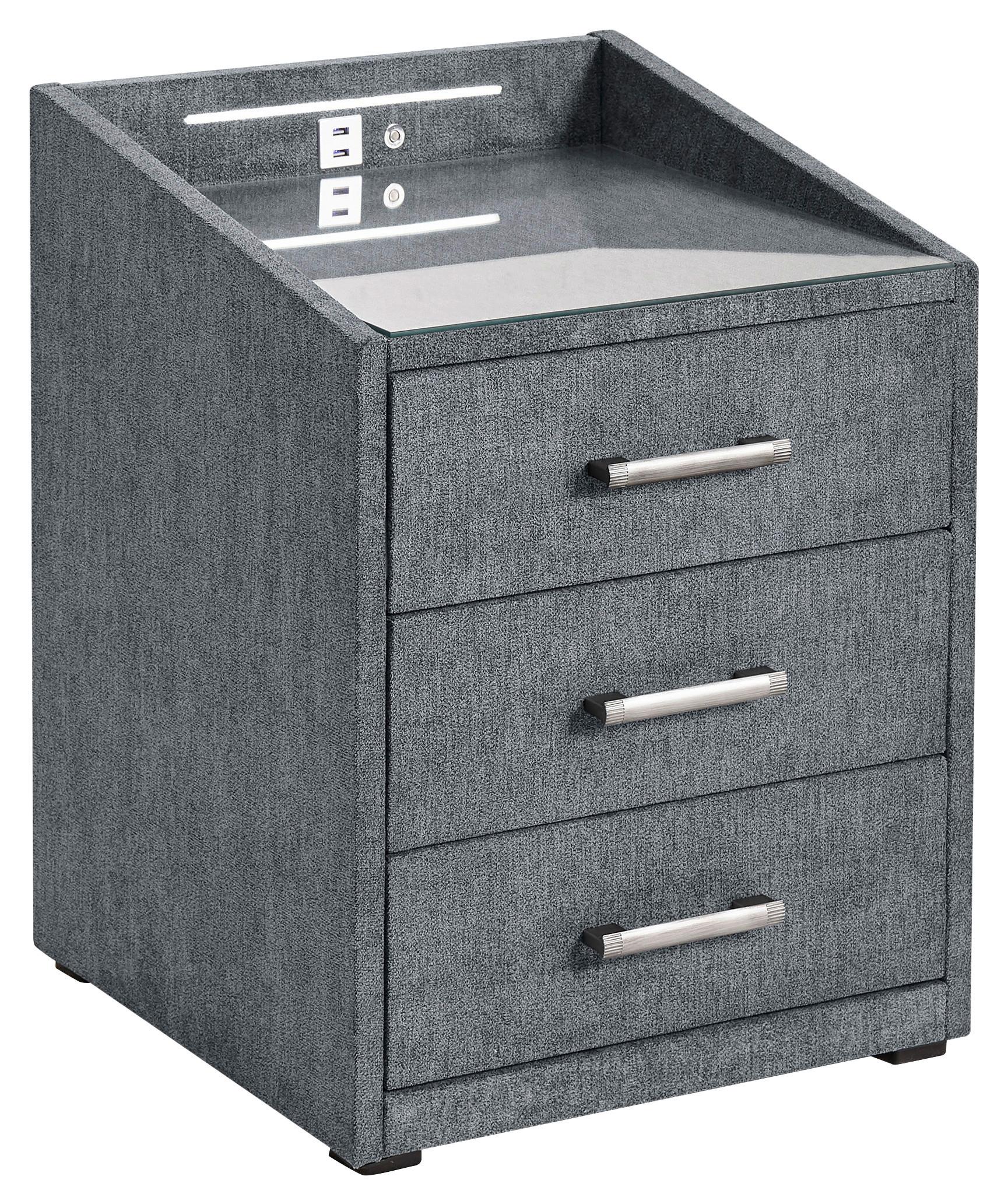 Nachtkästchen Anthrazit Textil H: 61 cm Moon