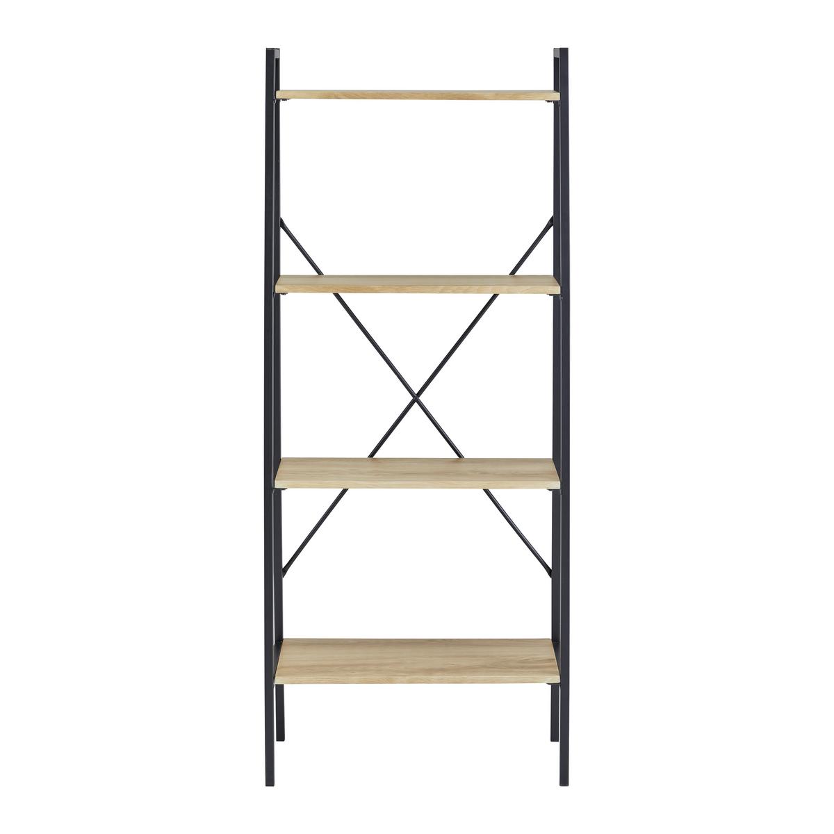 Regal GIORGIA 60 cm - černá/přírodní barvy, Moderní, kov/dřevo (60/148/32cm) - Bessagi Home