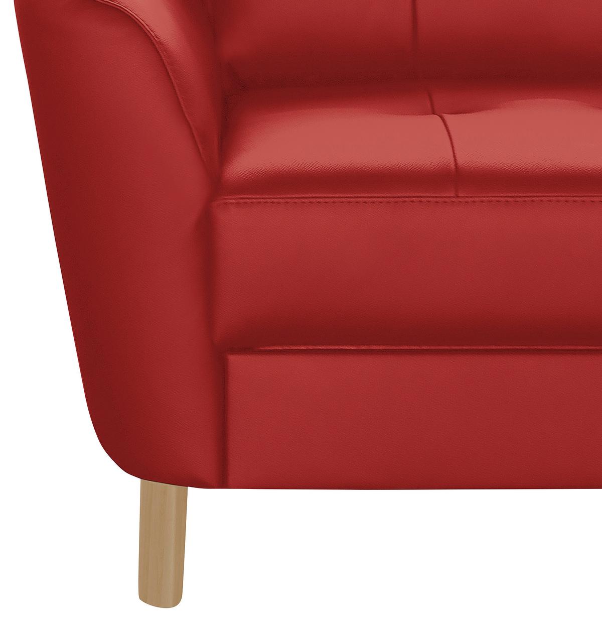 Ecksofa Nordic Rot S: ca. 236x190 cm - Buchefarben/Rot, Design, Leder/Textil (236/190cm) - Livetastic