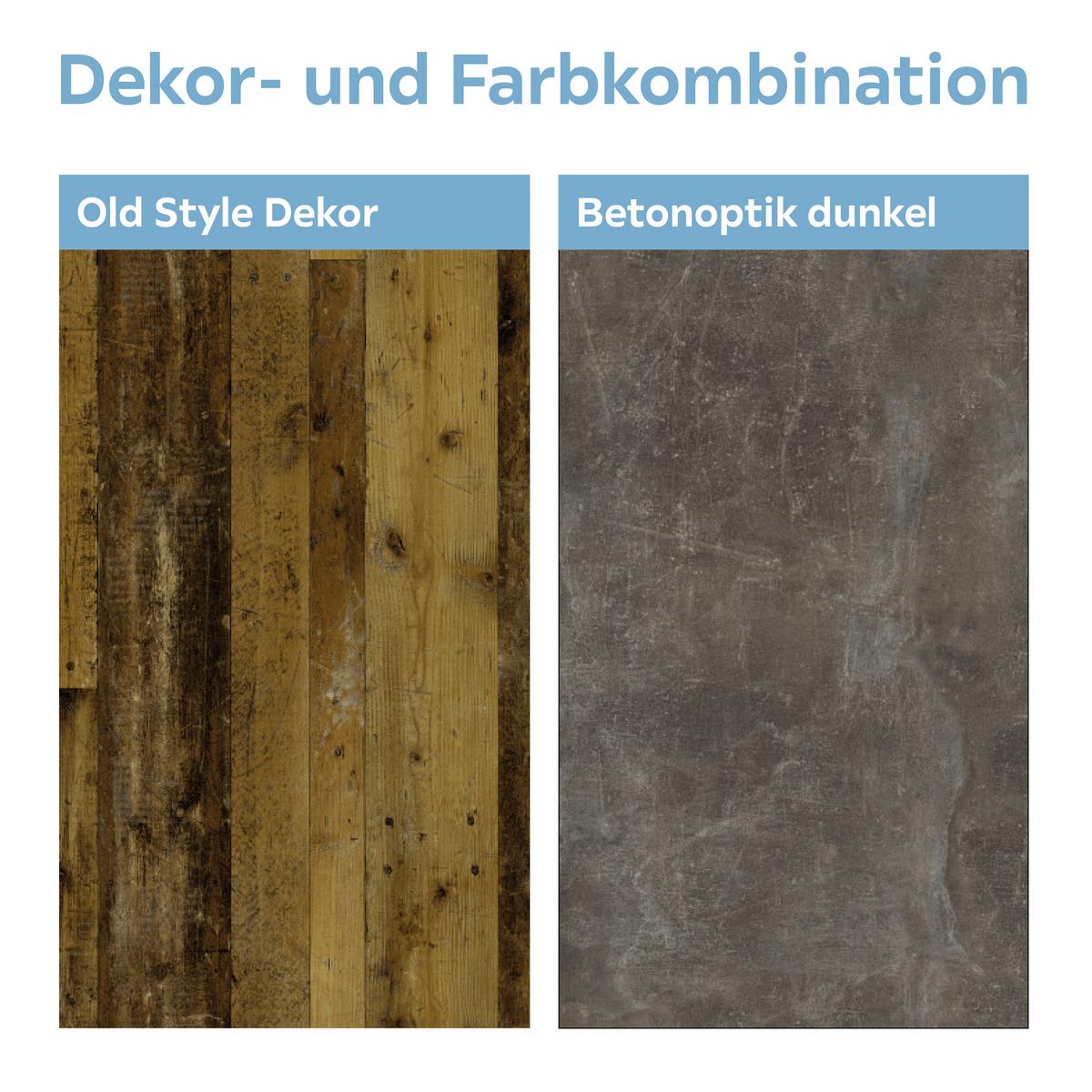 Highboard mit Glaselement B: 105 cm Ontario, Old Style - Eichefarben/Dunkelgrau, Trend, Glas/Holzwerkstoff (105/159/41,5cm) - Ondega